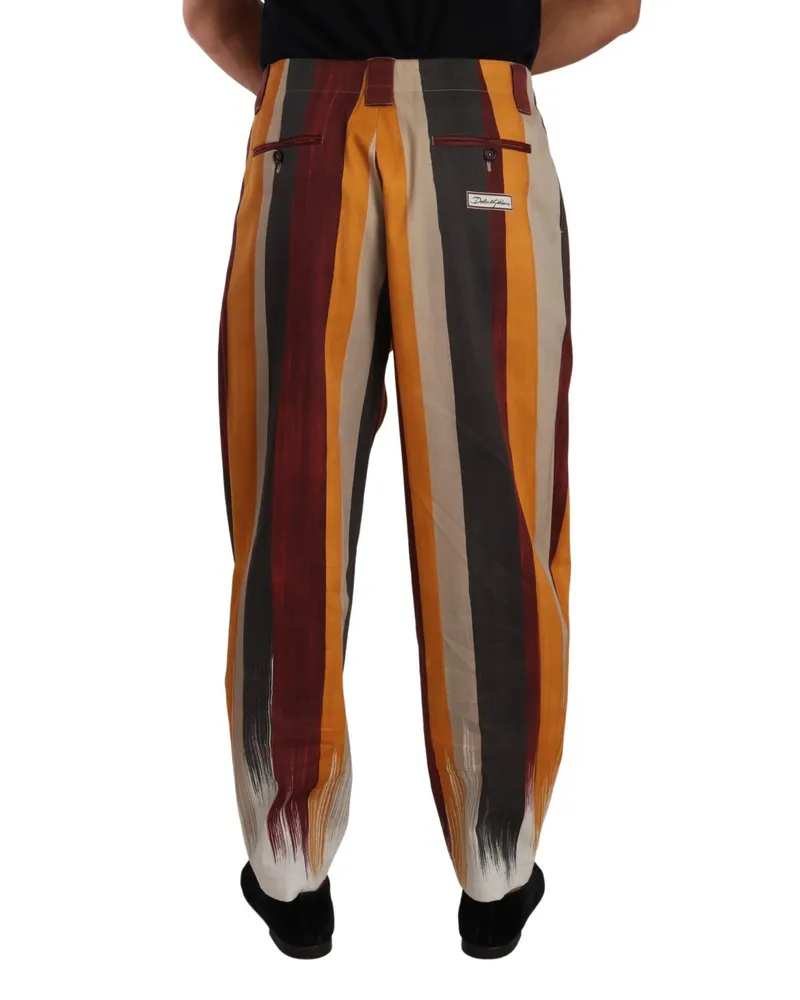 Dolce & Gabbana Multicolor Striped Flax Trousers — Multicolor Multicolor
