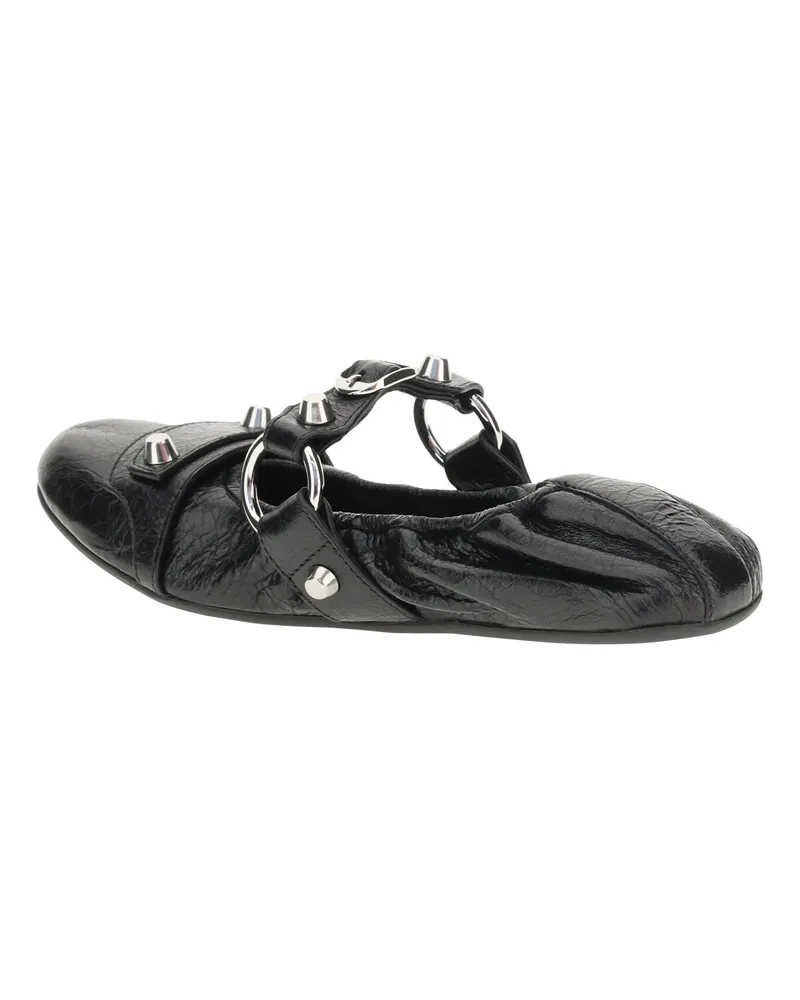 Balenciaga Women's Ballerinas City Black-Silver Calf Leather Pumps Black/silver High Heel Shoes Black