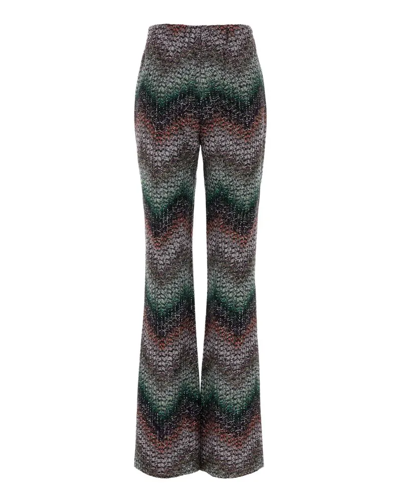 Missoni Women's Embroidered Viscose Blend Flared Pant Pantaloni Trousers Multicolor