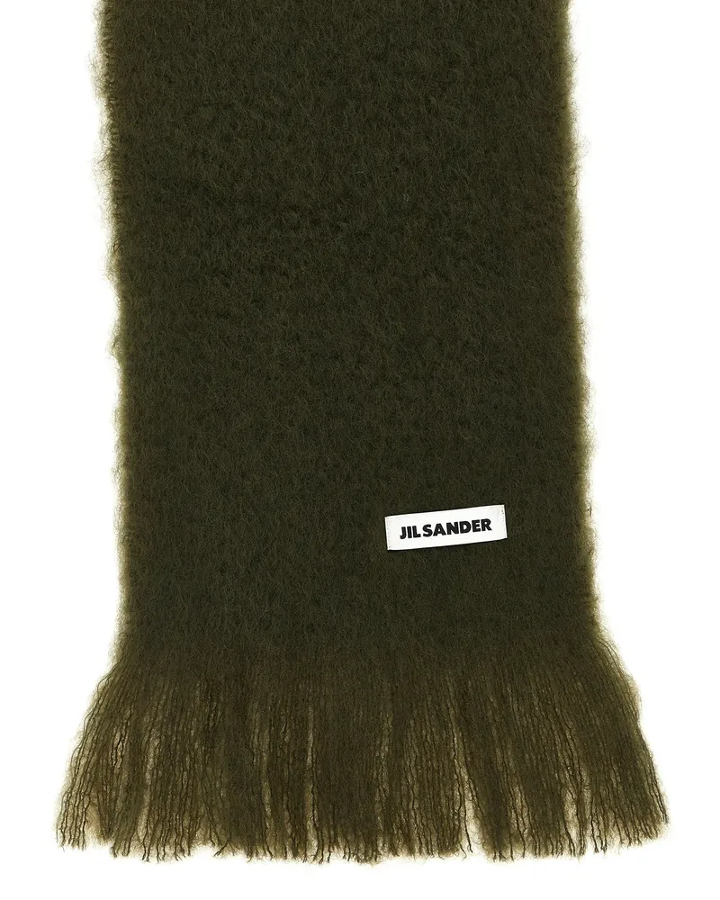 Jil Sander Women's Bicolor Wool Scarf Green