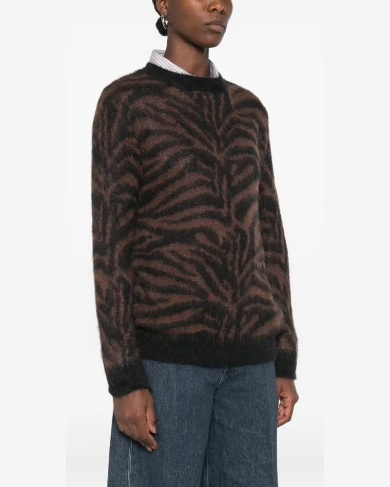 P.A.R.O.S.H. Zebra-Pattern Knit Sweater — Brown Brown