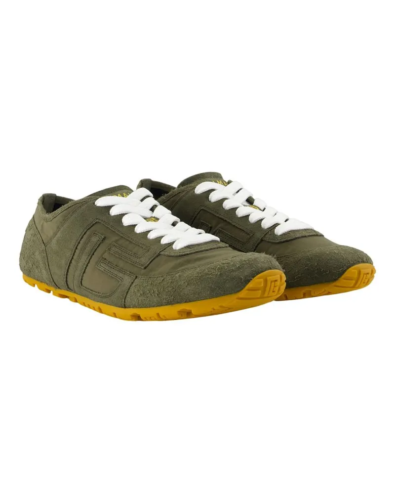 Balmain Men's Racer 45 Sneakers -  Leather Green Calfskin Shoes Green