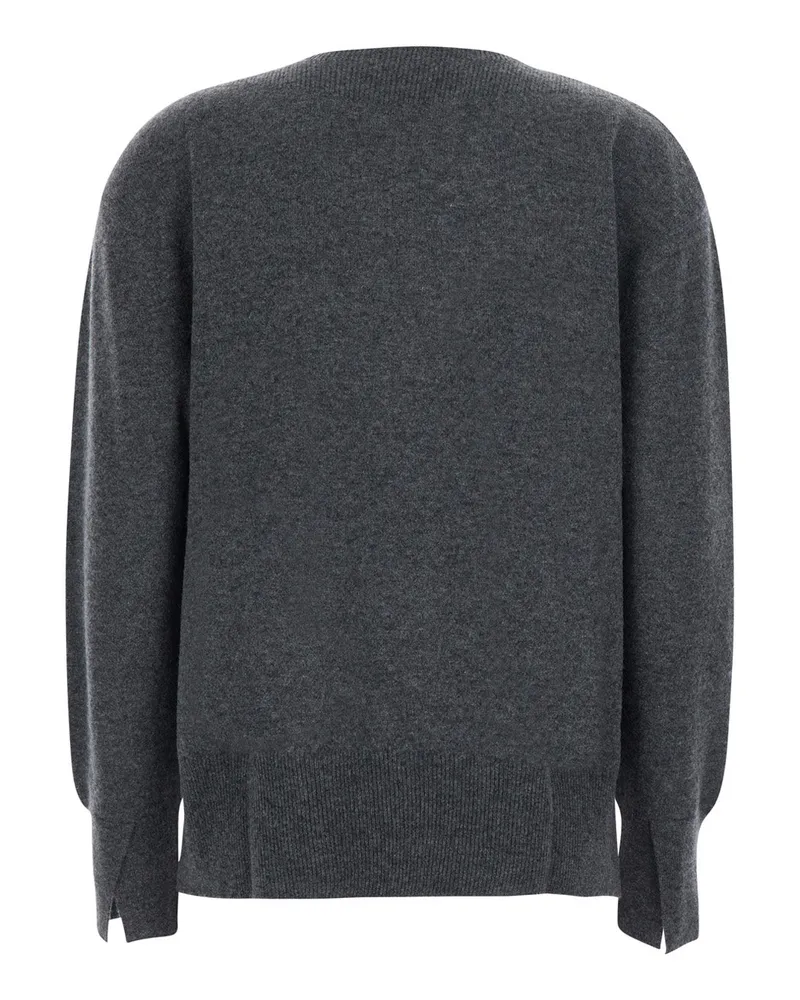 Semicouture Women's V-Neck Pullover Grey Cashmere Wool Tops Top Gray