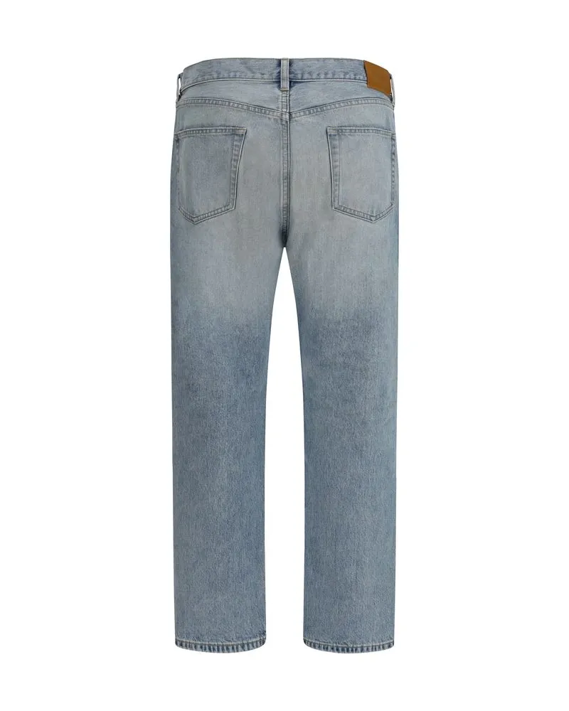 Saint Laurent Men's Blue Cotton Straight-Leg Jeans Clothing Blue