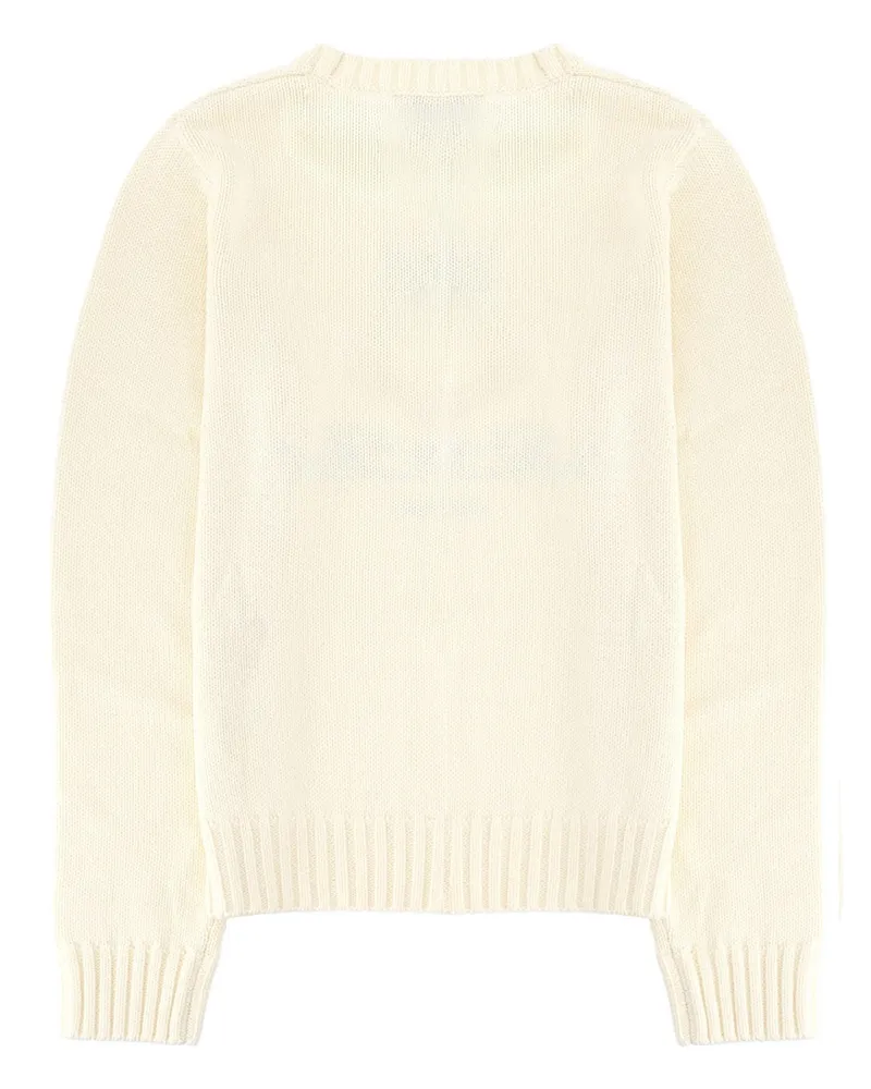 SPORTY & RICH Logo Cotton Jersey Sweater — Ivory Ivory
