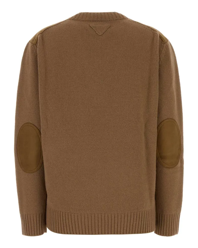 Prada Women's Camel Wool Blend Sweater Cammello+tabacco Wswv-Agnello Maglieria Camel