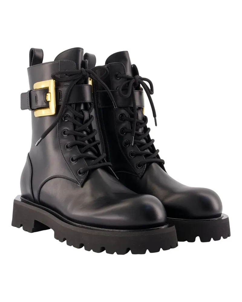 Balmain Women's Ranger Anthem Ankle Boots Leather Black Calfskin Shoes Ankle-boots Black