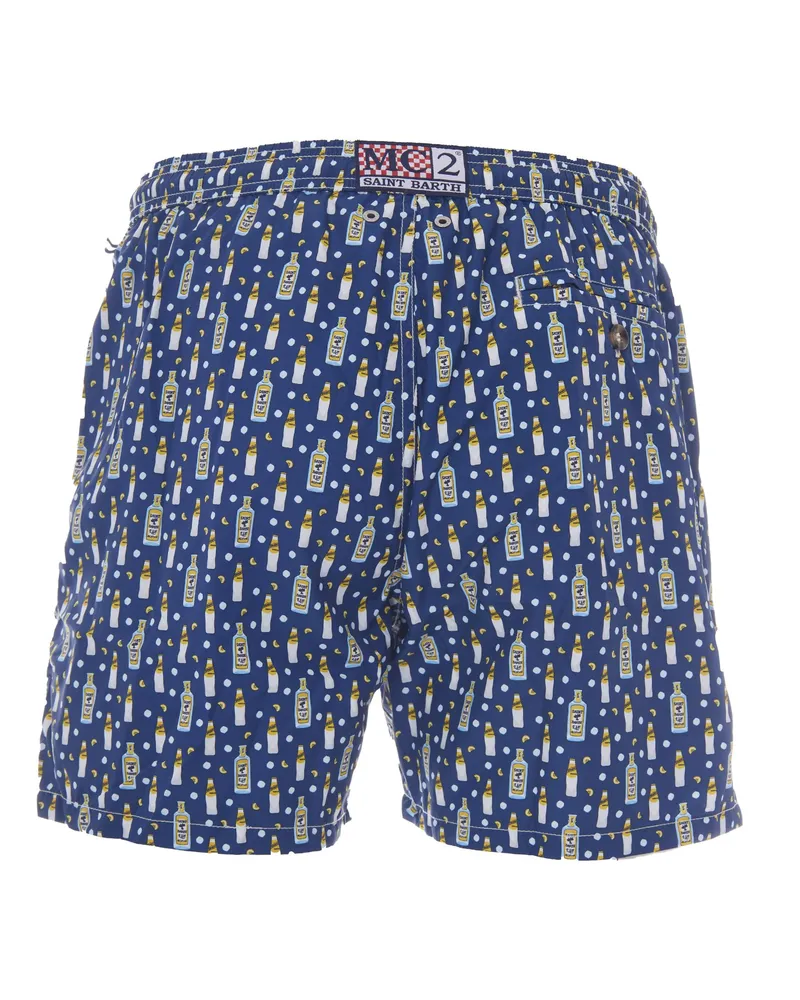 MC2 Saint Barth Men's Swim Shorts Lighting Micro Fantasy Print Blue Polyester Blue