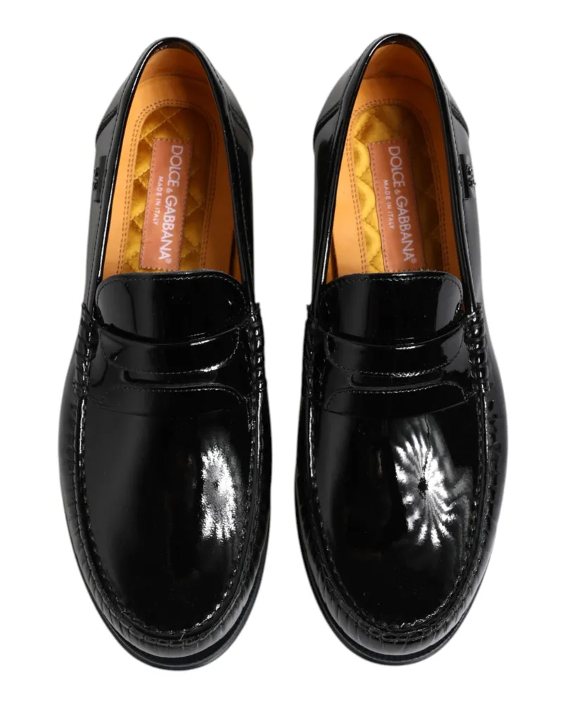 Dolce & Gabbana Men's Black Leather Slip On Loafers Dress Shoes Black