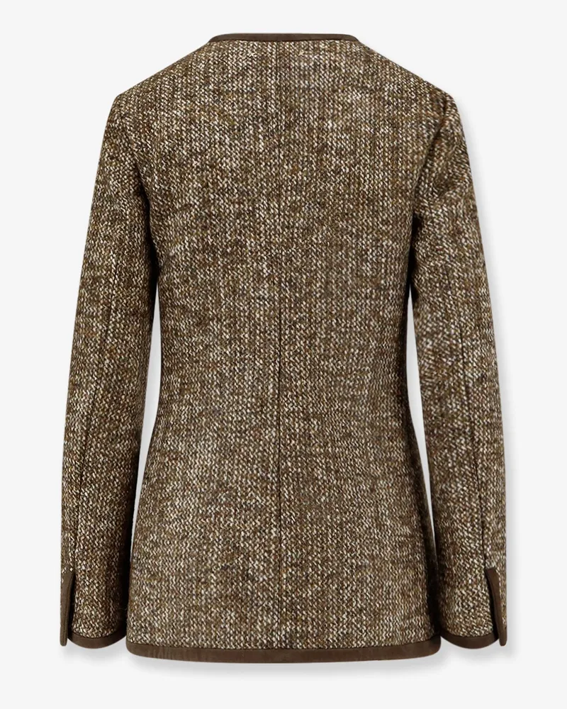 Golden Goose Women's Boxy Fit Wool Blend Blazer Brown Virgin Blazers Jacket Brown