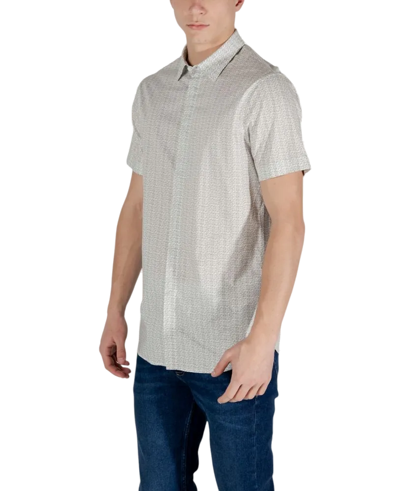Armani Exchange Cotton Short-Sleeve Shirt — Cream Cream