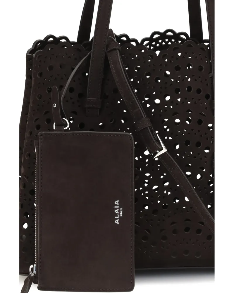 Alaïa Women's Leather Handbag Mina Smoked Brown Calf Shoulder Bags Brown