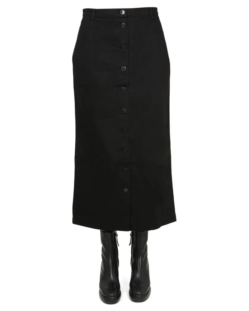 Raf Simons Cotton Midi Skirt — Black Black