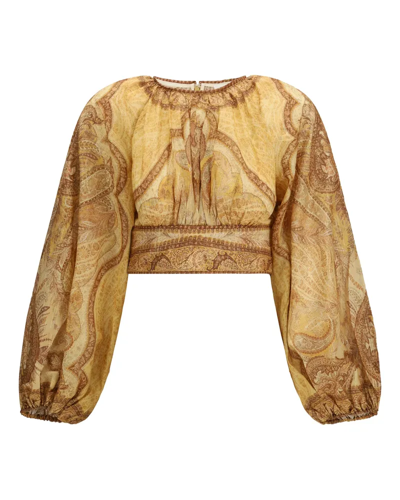 Zimmermann Women's Bustier Top Wanderlust Tapestry Multicolour Tapestry-Mustard-Multicolour Cotton Tops Tapestry/mustard/multicolour Mustard