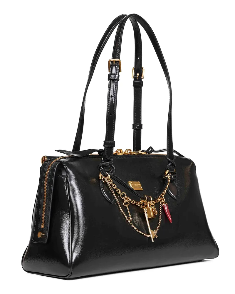 Dolce & Gabbana Women's Black Vittoria Handbag Furs & Skins - Calf Leather Handbags Hand Bags Black