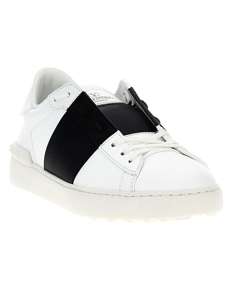 Valentino Garavani Contrast Band Leather Sneaker — White White