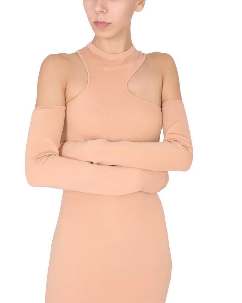 OFF-WHITE Asymmetric Mini Dress — Brown Brown