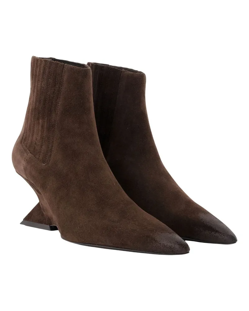 ATTICO Women's Cheope Ankle Boots -  Leather Brown Calfskin Shoes Ankle-Boots Brown