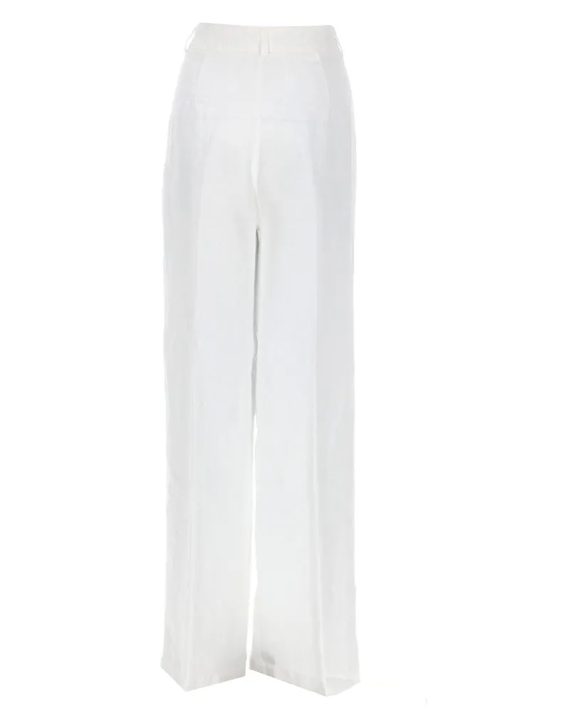 120% Lino 100% Linen Trousers — White White