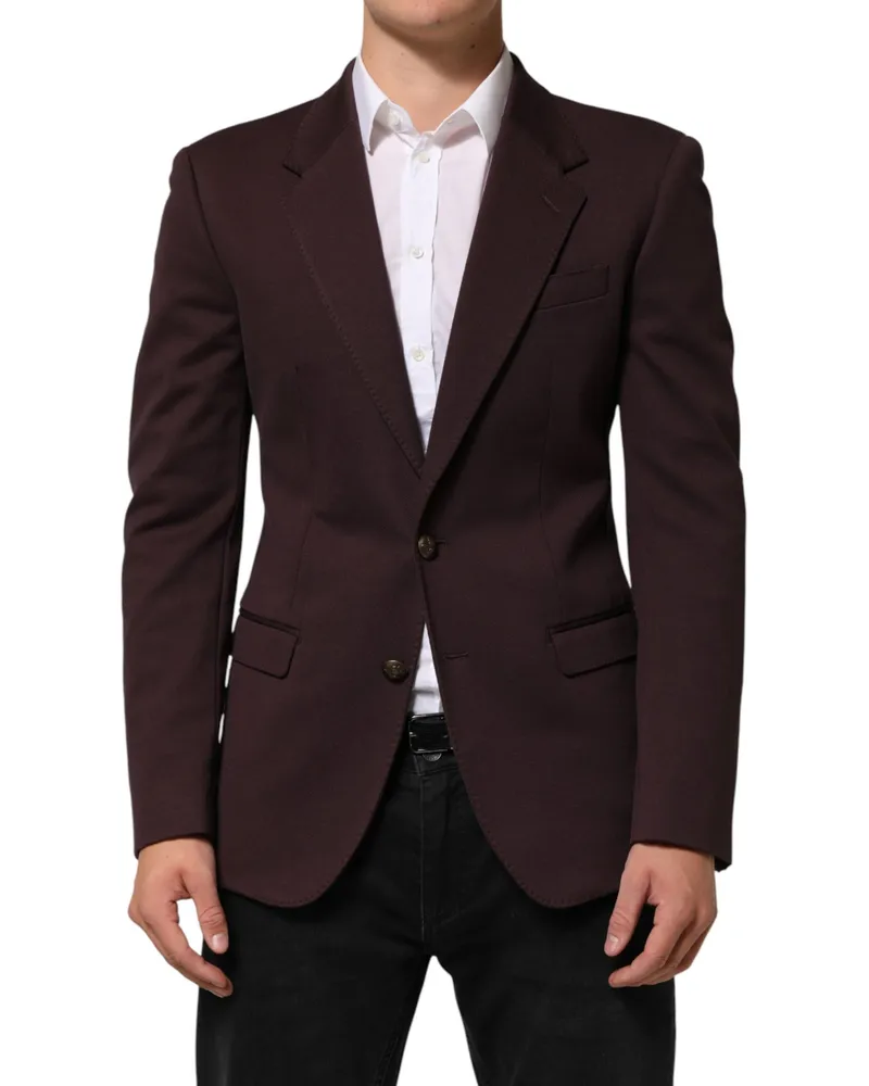 Dolce & Gabbana Men's Maroon Cotton 2 Buttons Suit Jacket Blazer Co+pa Brown