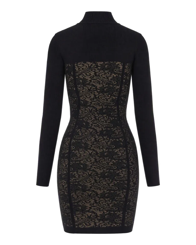 Elisabetta Franchi Women's Mini Dress With Lace Bodice Black Black-Nude Viscose Evening Suits Black/nude Black