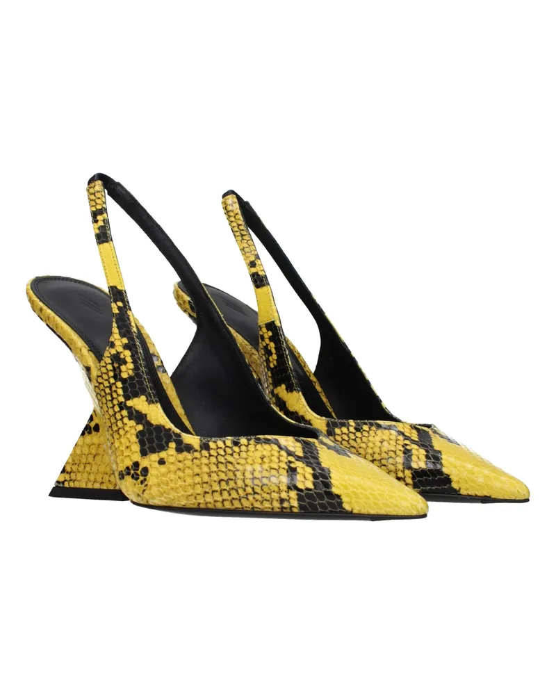 ATTICO Python-Print Leather Platform Pump — Yellow Yellow