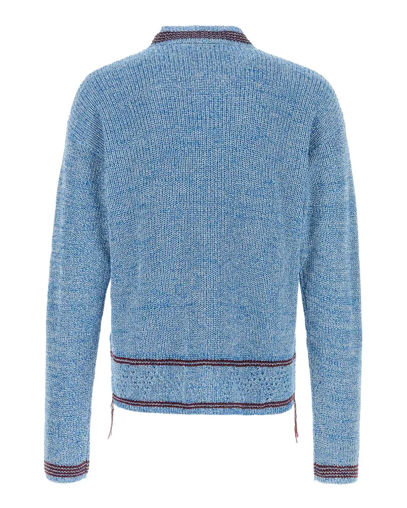 Marni Men's Melange Light Blue Cotton Sweater Celeste Maglieria Blue