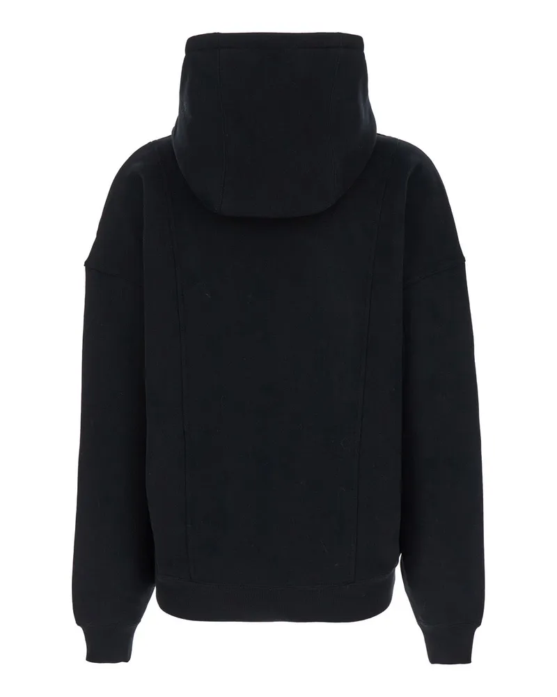 Saint Laurent Women's Oversized Black Hoodie With Kangaroo Pocket Cotton Sweatshirts Sweater Black