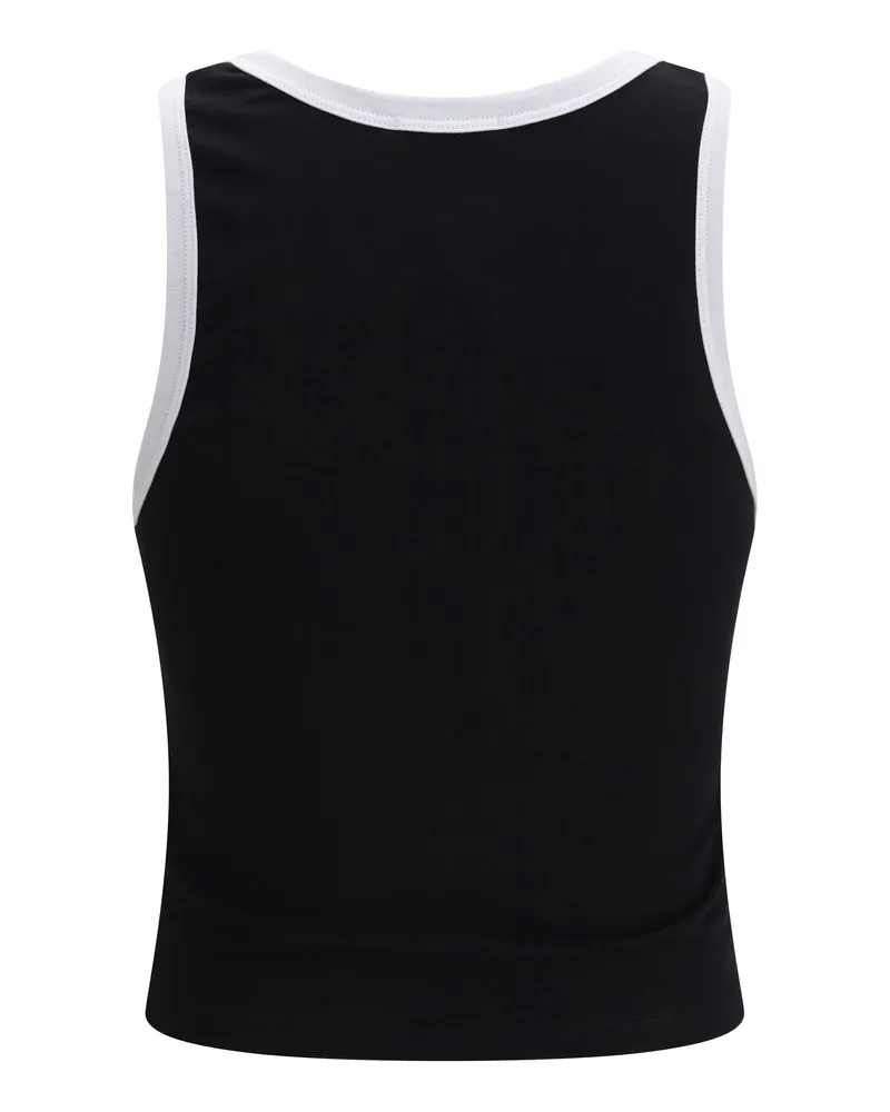 GCDS Women Cropped Sleeveless Tank Top Black-White Cotton Black/white Black