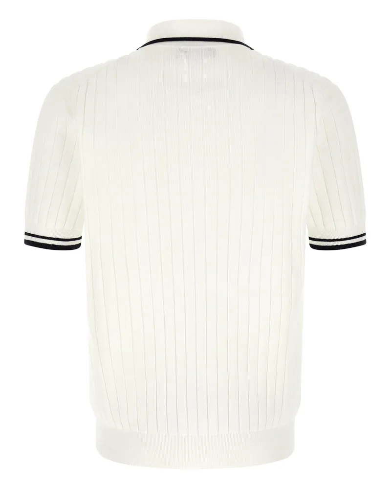 Dolce & Gabbana Flat-Ribbed Cotton Polo Shirt — Cream Cream