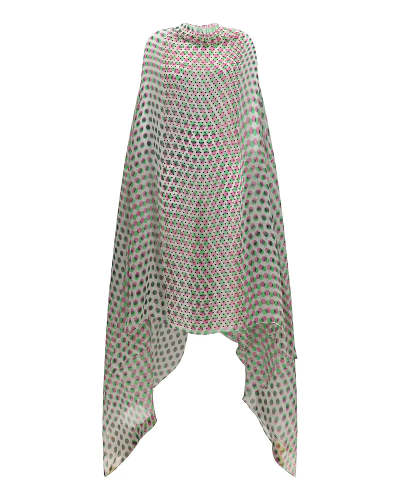 Dries van Noten Women Dress Polka-Dot Cape Ecru Silk Beige
