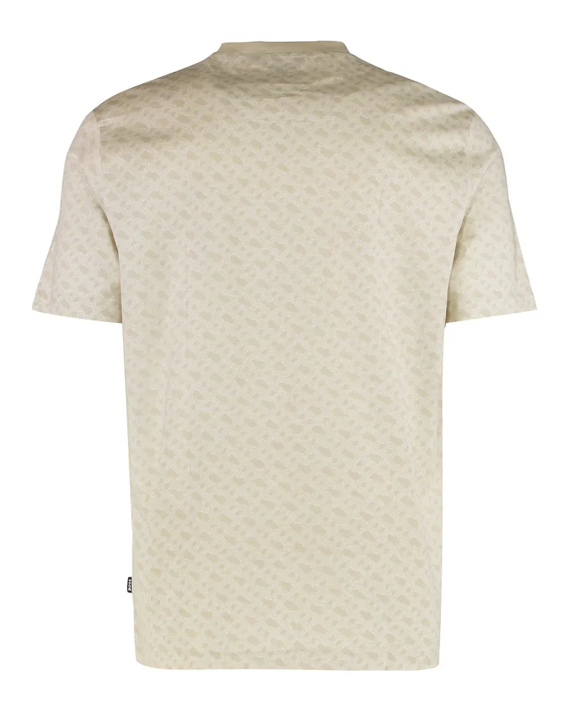 HUGO BOSS Men's Cotton Jacquard T-Shirt Beige T-Shirts And Polos Beige