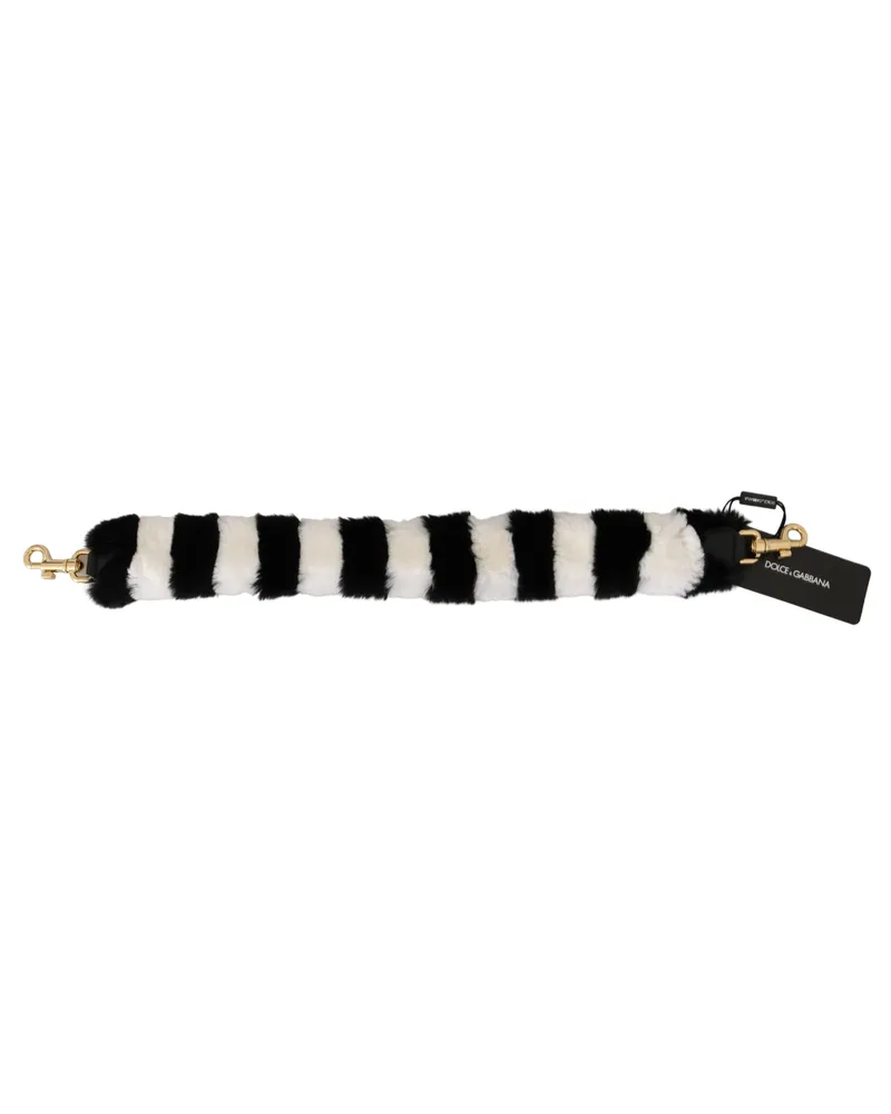Dolce & Gabbana Women's Black White Lapin Fur Accessory Shoulder Strap Bag Multicolor