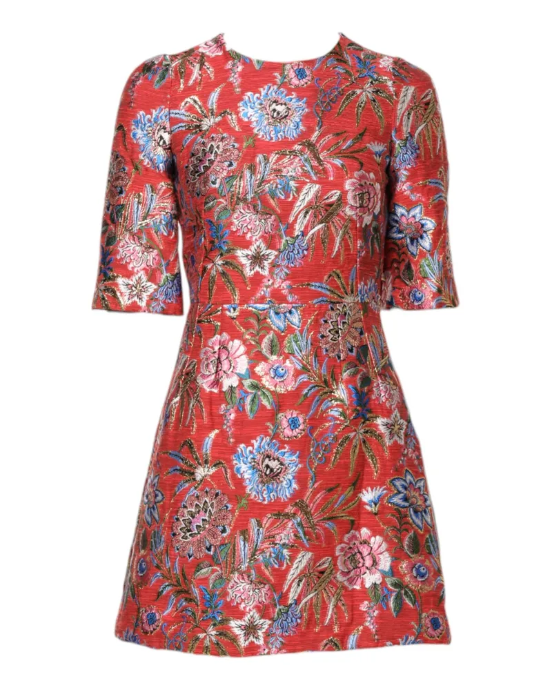 Dolce & Gabbana Women's Red Floral Jacquard A-Line Mini Dress Red