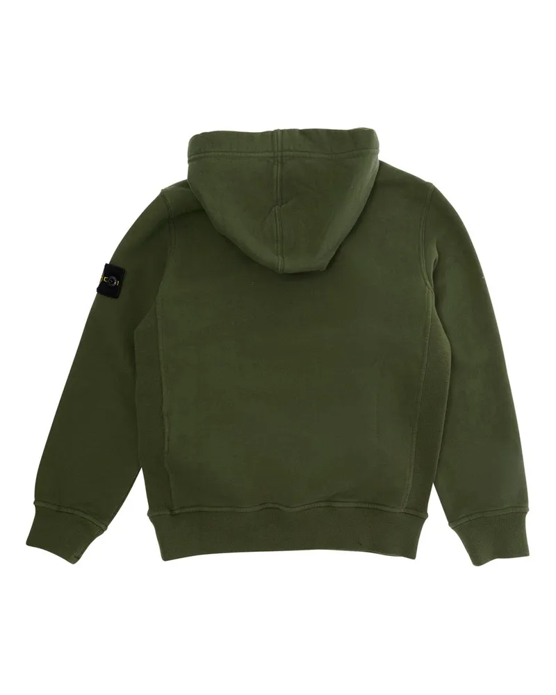 Stone Island Boys' Hoodie Green Cotton Hoods & Sweatshirts Green
