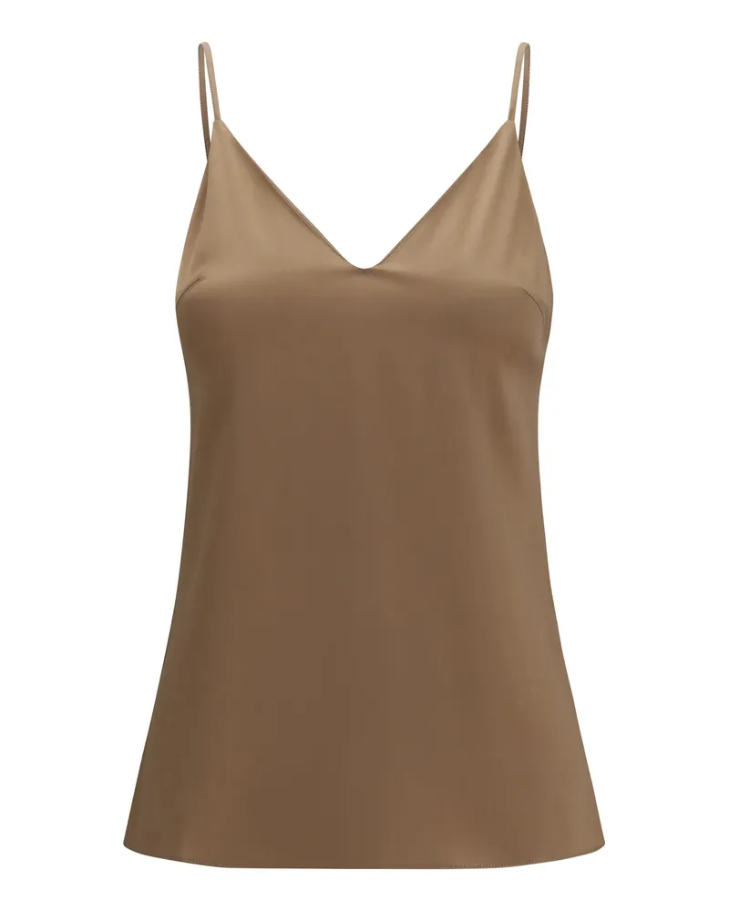 Brunello Cucinelli Women's Stretch Silk Top Praline Shirt Beige