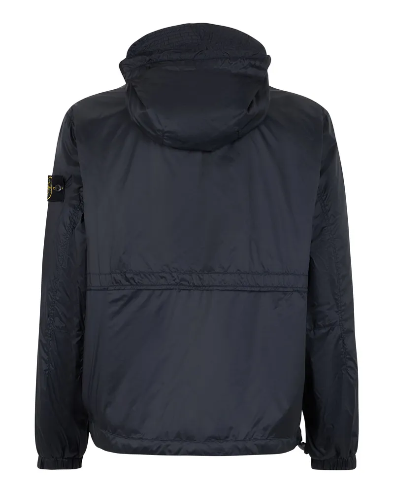 Stone Island Men's Light Jacket Hooded Blue Polyamide Raincoats Coat Navy