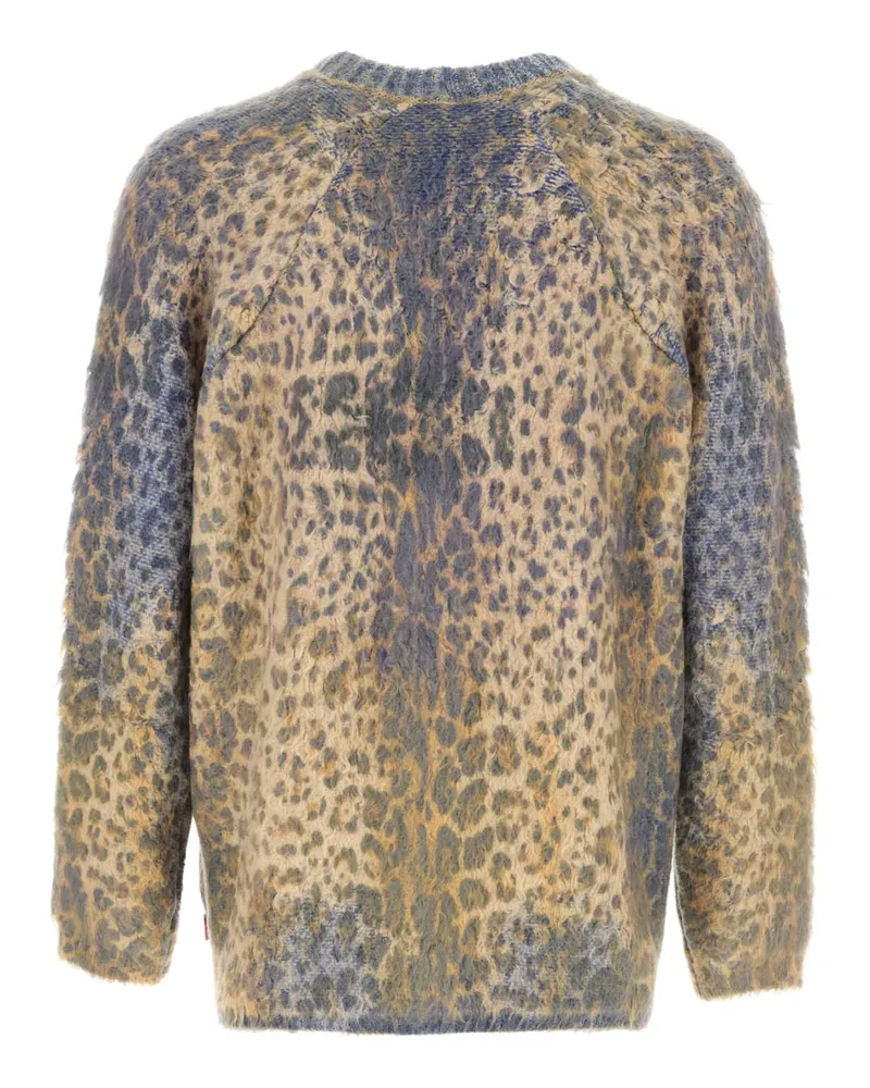 Diesel Men Printed Cotton Blend Cardigan 77q Maglieria Beige
