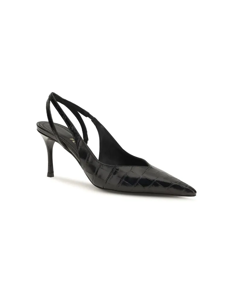 Ferragamo Crocodile-Embossed Leather Pumps — Black Black