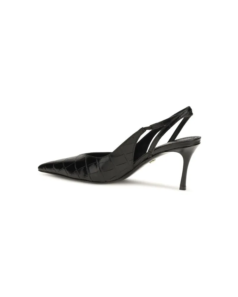 Ferragamo Crocodile-Embossed Leather Pumps — Black Black