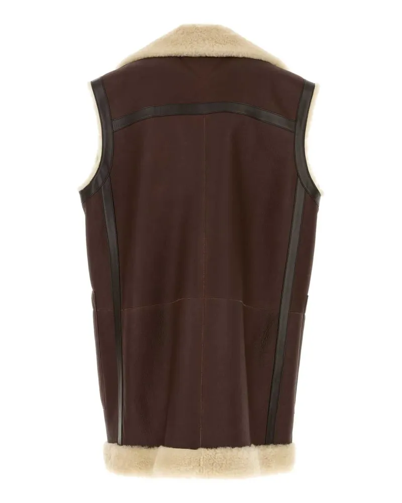 Bottega Veneta Women's Brown Leather Vest Brownbirch Giacche E Gilet Brown