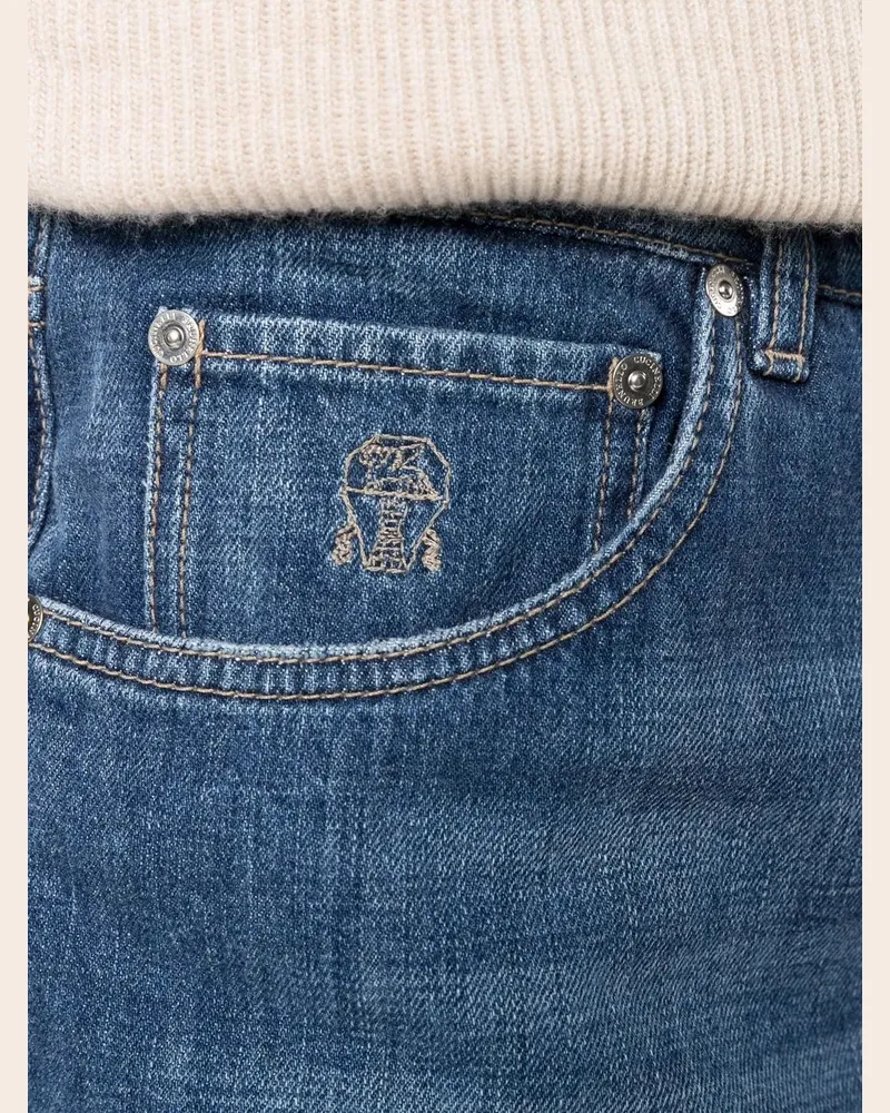 Brunello Cucinelli Men's Light-Wash Straight-Leg Jeans Ss26 M Blue