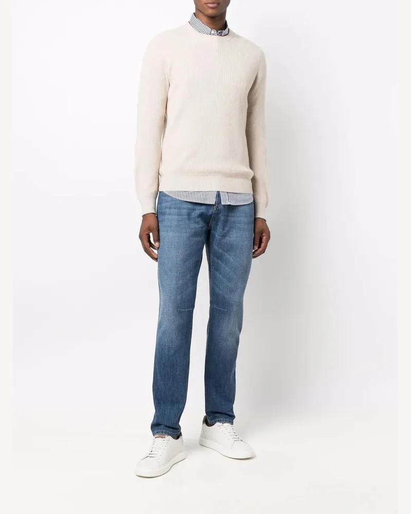 Brunello Cucinelli Men's Light-Wash Straight-Leg Jeans Ss26 M Blue