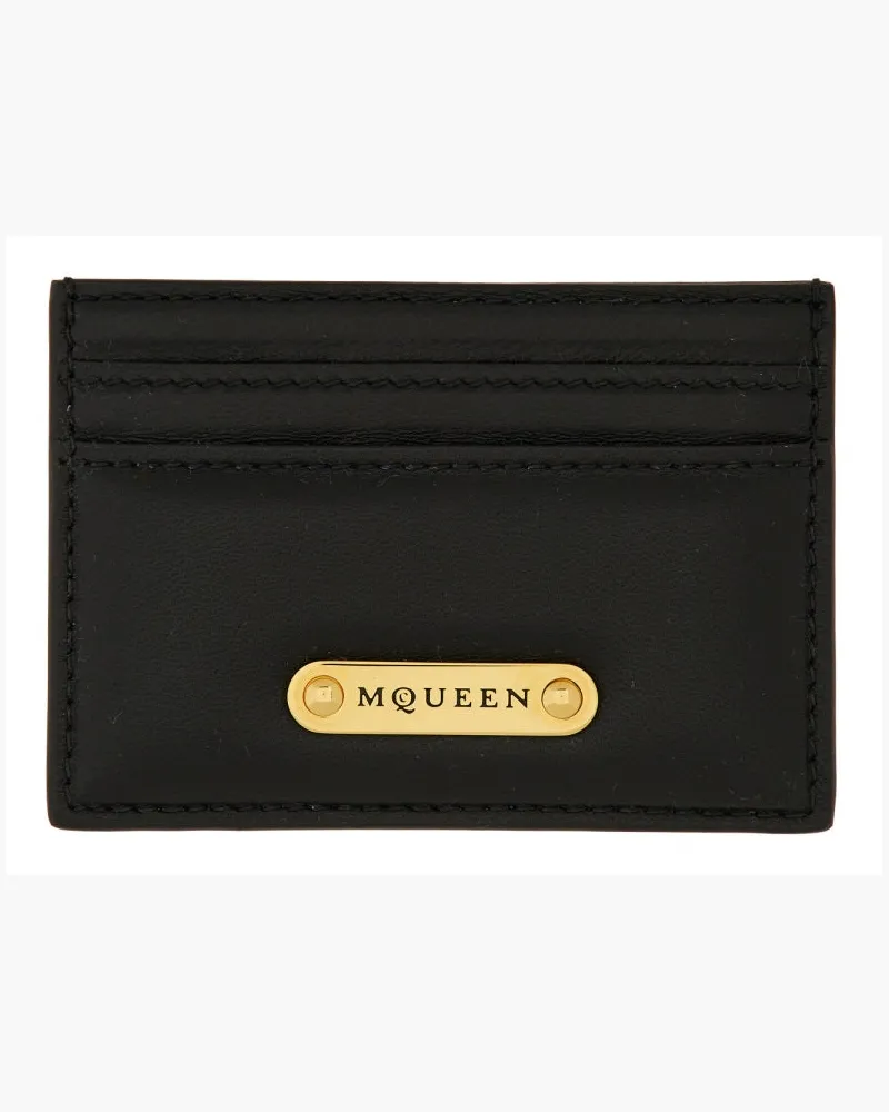 Alexander McQueen Lambskin Leather Card Case — Black Black
