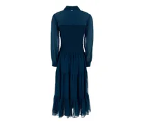 Women's Shirt Dress Blue Recycled Polyest Polyester