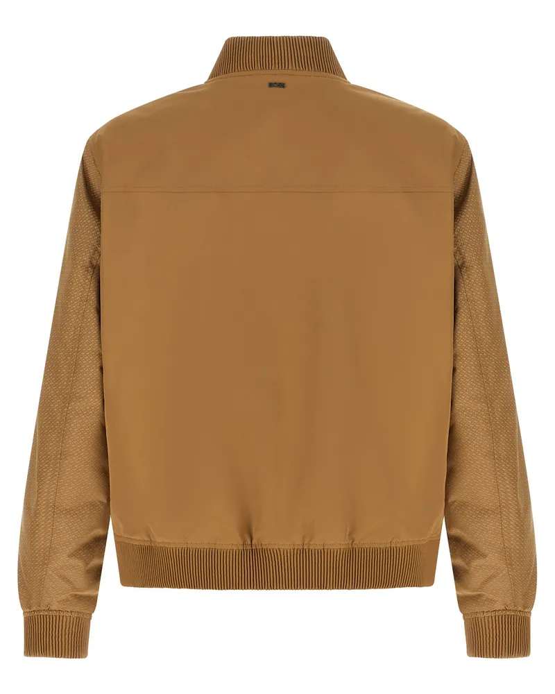 HUGO BOSS Textured Sleeve Bomber Jacket — Camel Camel