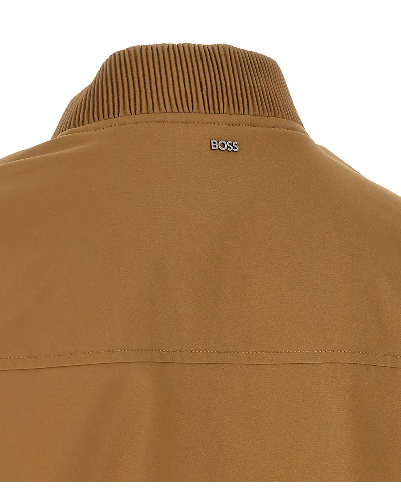 HUGO BOSS Textured Sleeve Bomber Jacket — Camel Camel