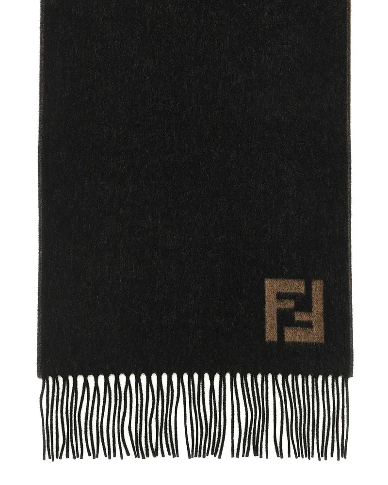 Fendi Men's Multicolor Wool Scarf Black