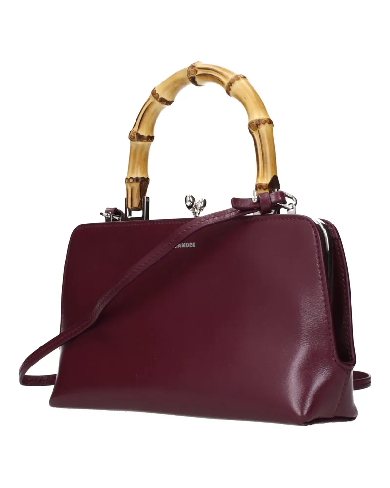 Jil Sander Women's Red Leather Handbag Bag Burgundy