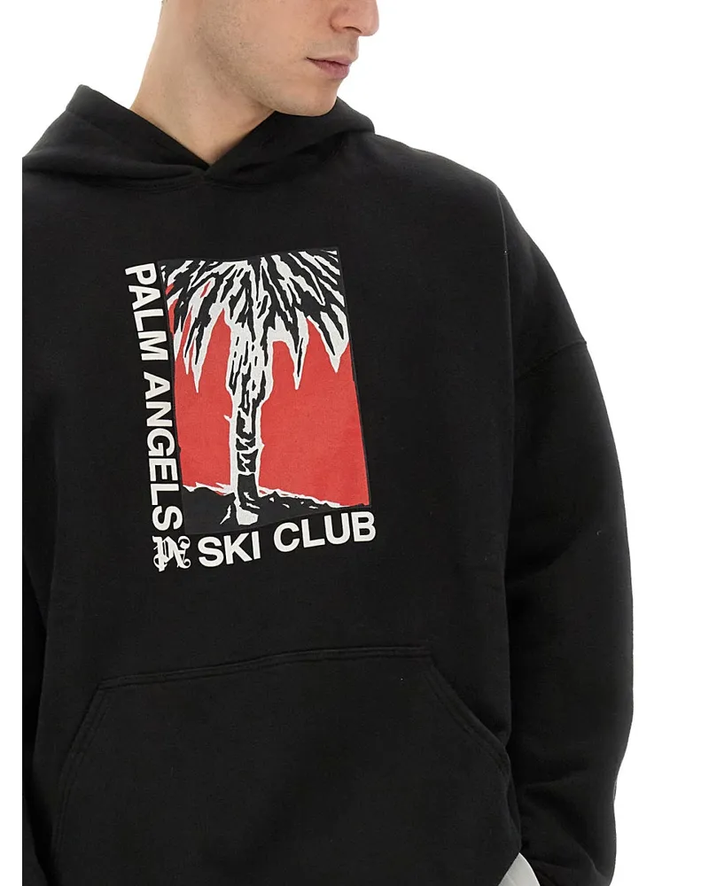 Palm Angels Palm Ski Club Print Sweatshirt — Black Black